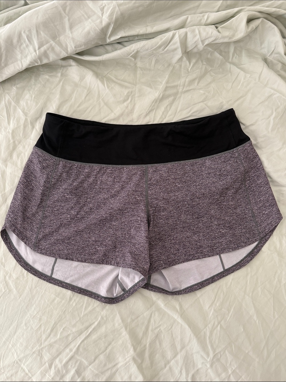 lululemon athletica Black Waistband Heather Grey Running Shorts